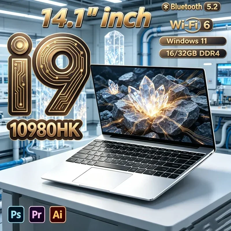 Intel Core I9 10980HK Mighty Laptop 14.1" 32GB RAM 2TB SSD Gaming PC Office Study Computer PC Windows 11 1920x1080 HD