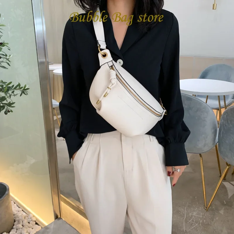 Women Waist Packs White Purse Leather Fanny Letter Belt Bags Shoulder Messenger Female Wallet Fashion Chest Crossbody Bag Pouch