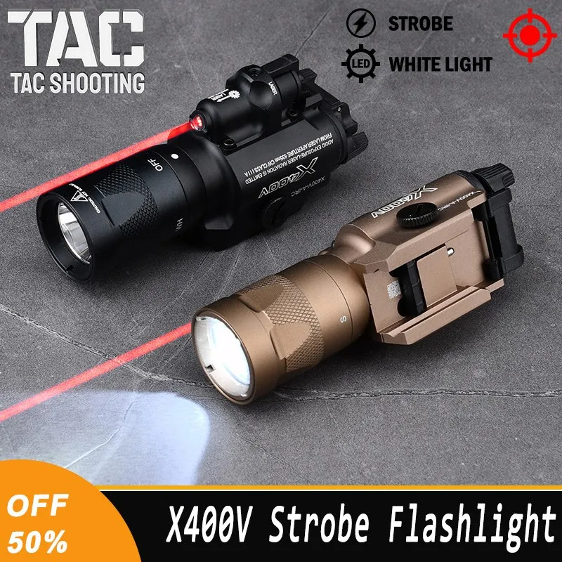 

WADSN X400 X400V Tactical Strobe Flashlight Pistol Hunting Scout Weapon Light Red Dot Laser 600 Lumen For 20mm Rail Airsoft Lamp