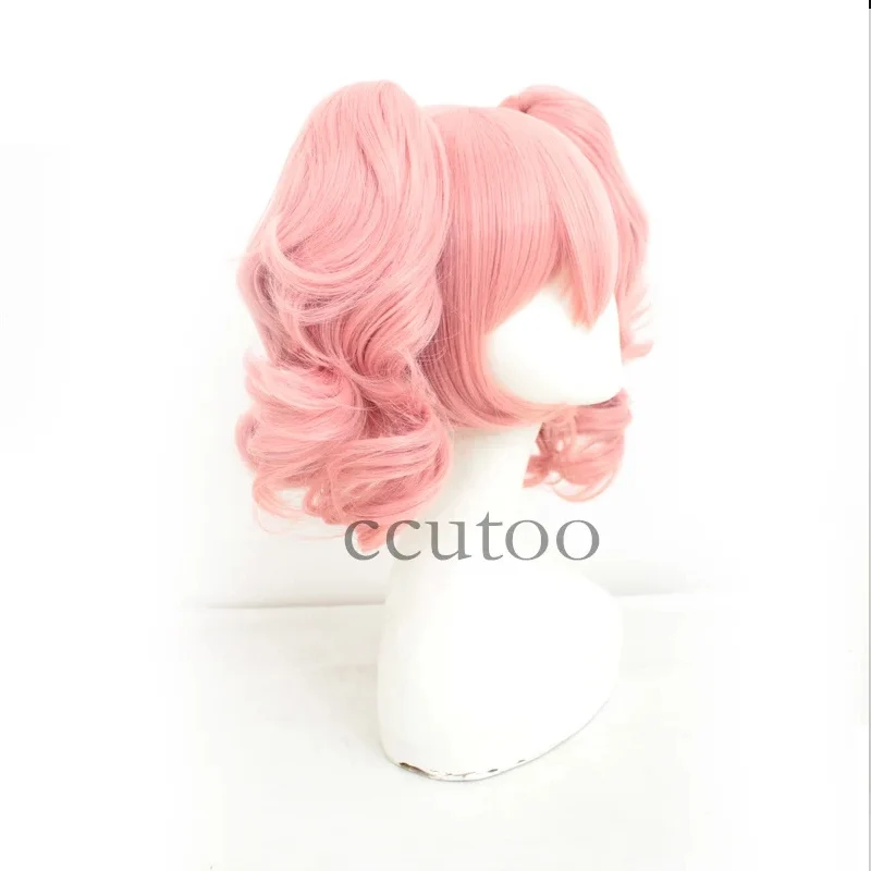 Ccutoo inu x boku ss roromiya karuta 35cm rosa curto encaracolado sintético cosplay peruca de cabelo chip rabo de cavalo removível