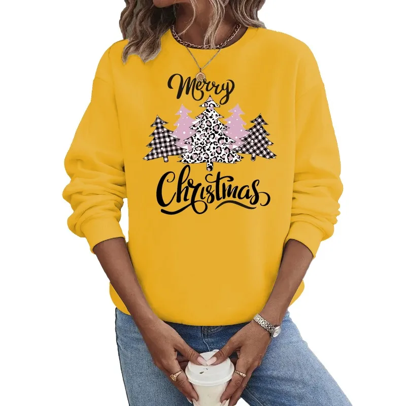 Crew-neck Hoodie United States Christmas Long-sleeved Hot Christmas Tree Letters Casual Sweatshirts Sweatshirt  Tops Sweatshirt