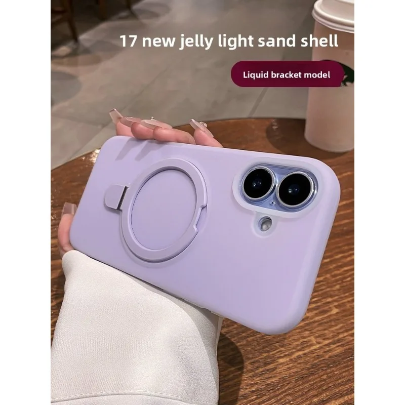 Compatible with iPhone 17 Case, New Apple 17 Jelly Liquid Stand, Full Coverage for Camera ButtonCouple Protective Cover