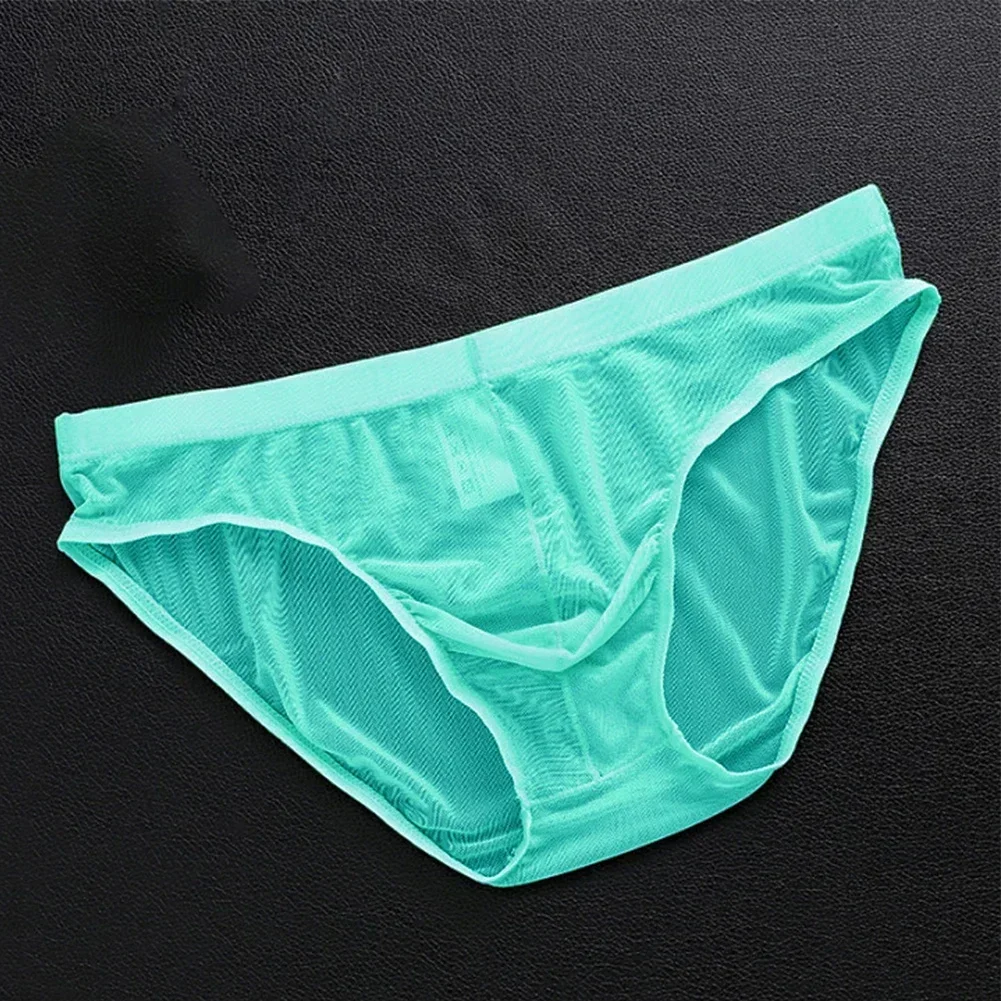 Men's Sexy Mesh Ultra-thin Low-Waist Tulle Netting Transparent Breathable Elastic Soft Underwear Comfortable Male Briefs Panties