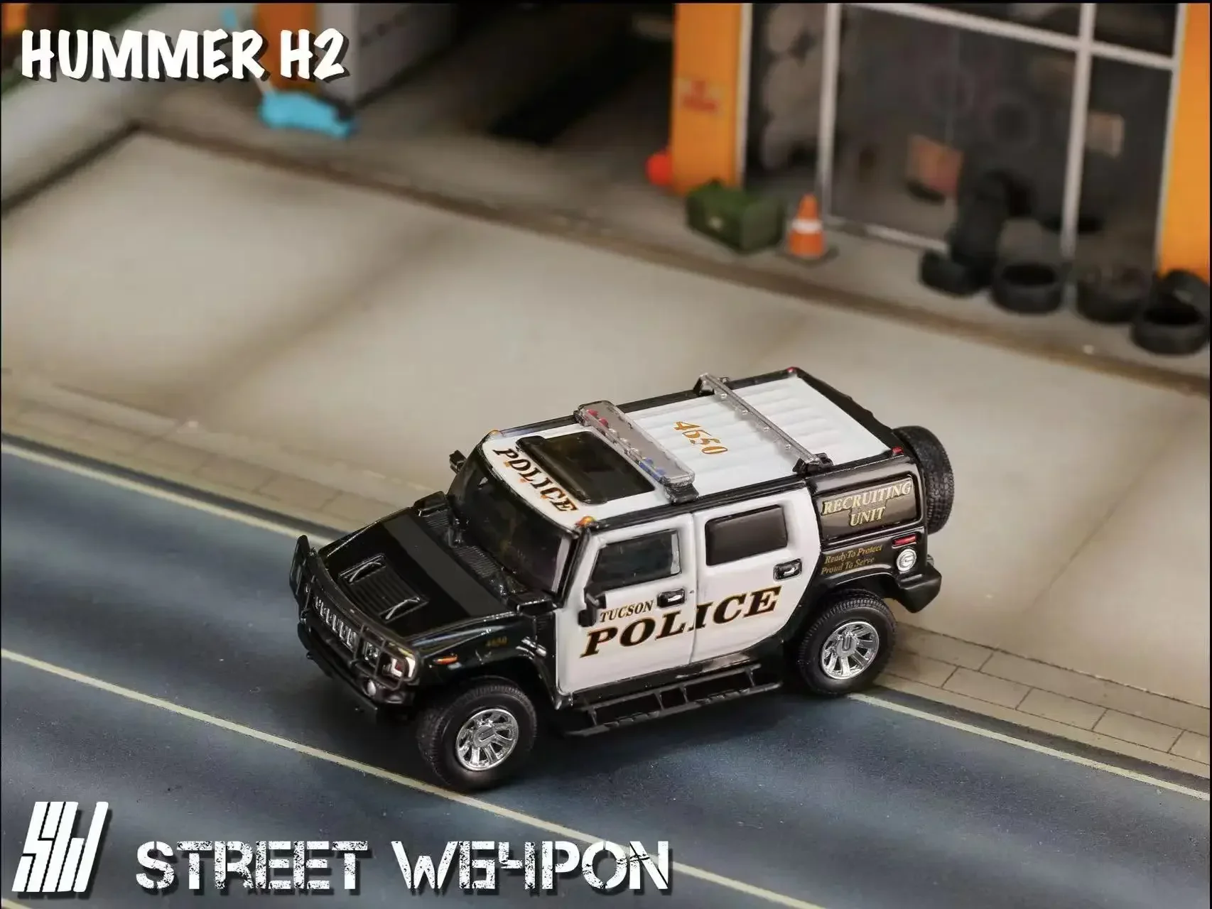 **Vorbestellung **SW 1:64 HUMMER H2 BlueOrange /Polizei-Modellauto