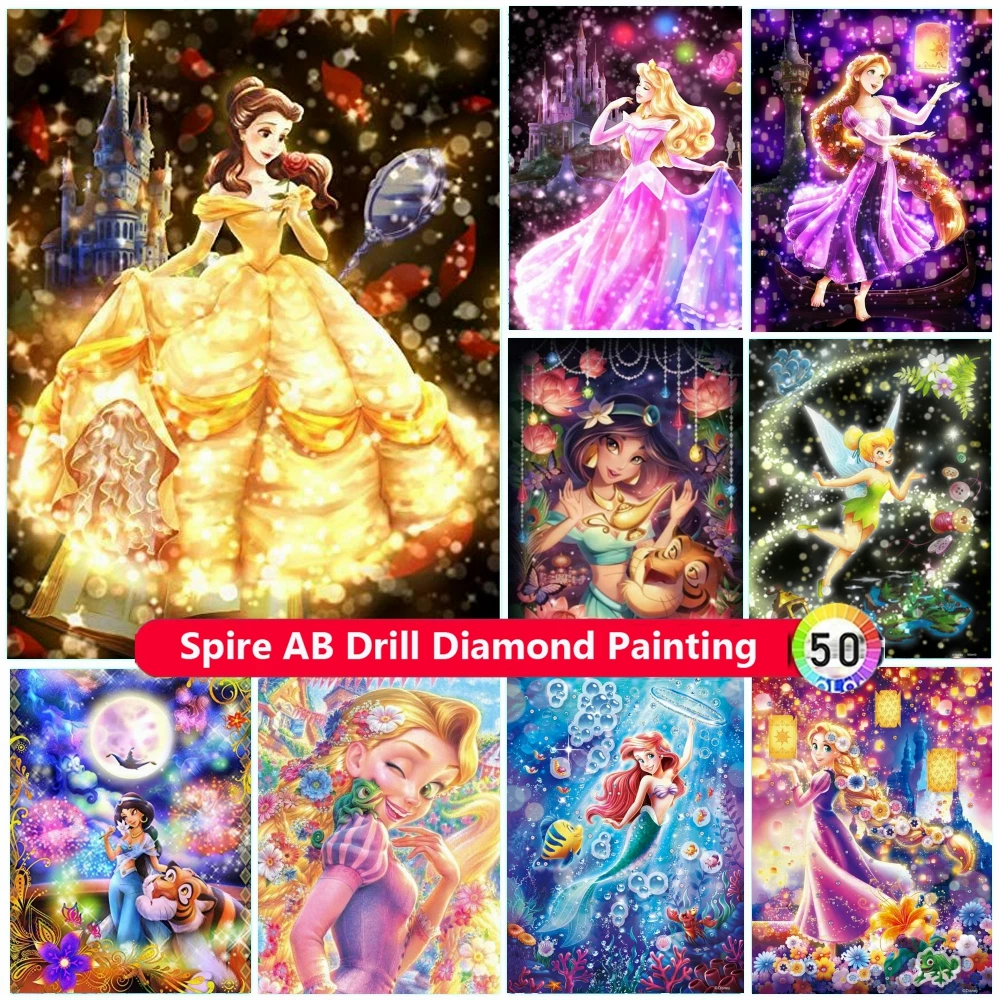 

Disney Cartoon Princess AB Diamond Painting Kits Embroidery The Little Mermaid Art Mosaic Rhinestones Home Decor Children's Gift