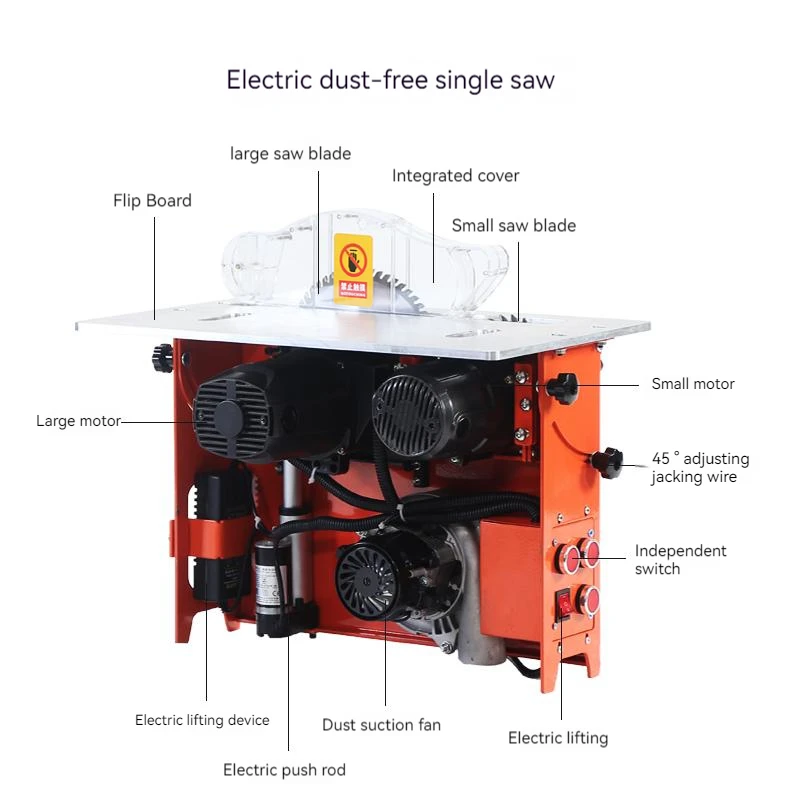 Electric Dust-Free Composite Wood Sliding Table Saw Multifunctional Integrated Precision Woodworking Cut Saw Fast Lift Miter