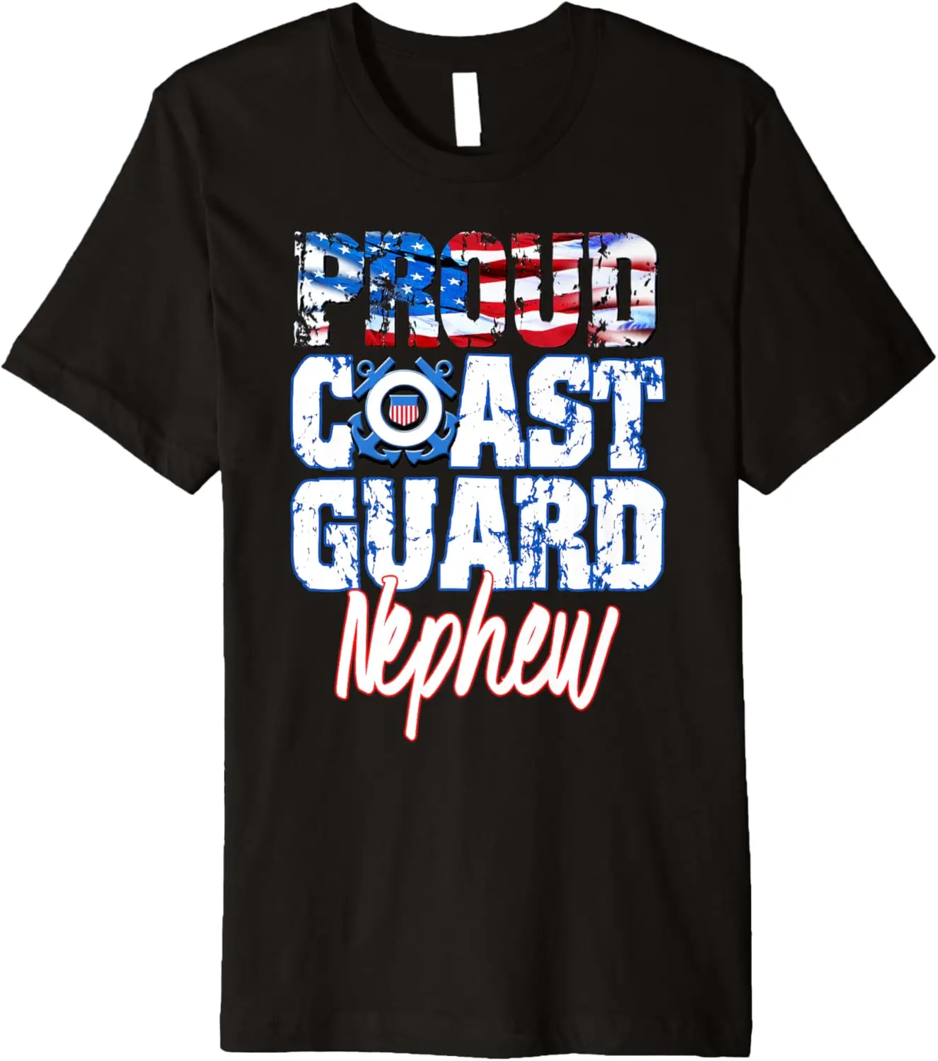 

Proud Patriotic USA Coast Guard Nephew USA Flag Men Premium T-Shirt