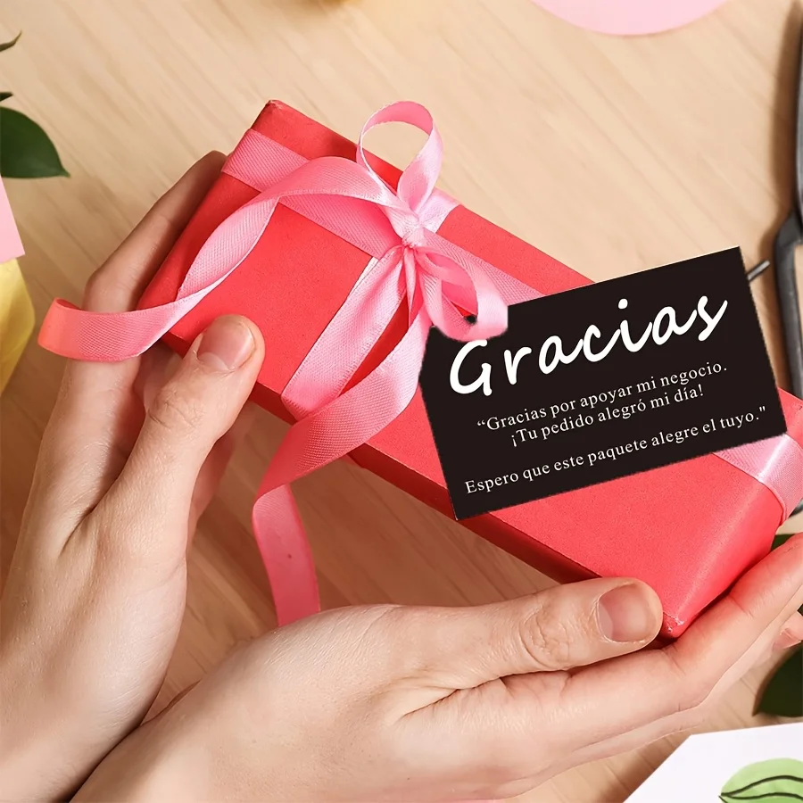 100 Pcs Gracias Thank You Cards, Spanish Appreciation Insert Cards for Small Business Packaging, Order Inserts view 2