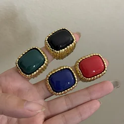 2024 New Square Texture Resin Open Ring Niche Retro Exaggerated Personality Female Accessories