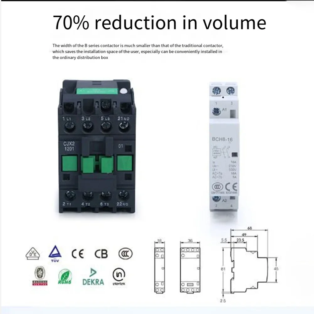 قواطع بلاستيكية منزلية AC230V 2P 16A 2NO جهد عمل معدل Ue 250V IP40 مثبت في صندوق التوزيع