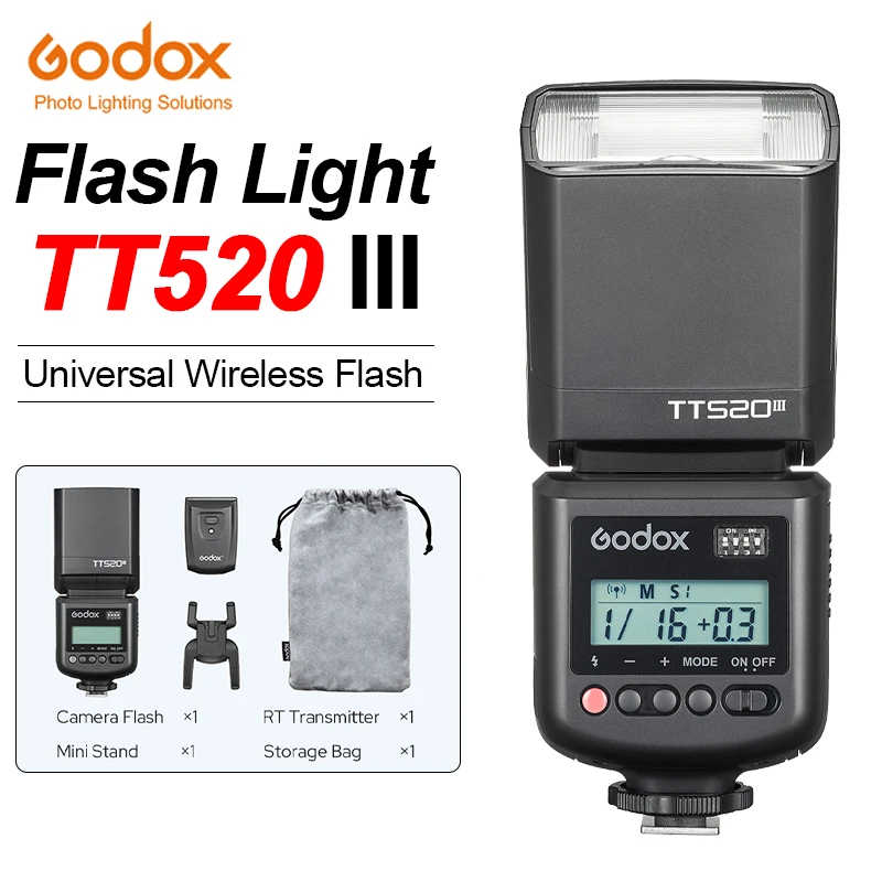 

Godox TT520III Wireless Camera Flash Transmitter Universal Hot Shoes Compatible with Canon Nikon Fujifilm Sony Olympus Cameras