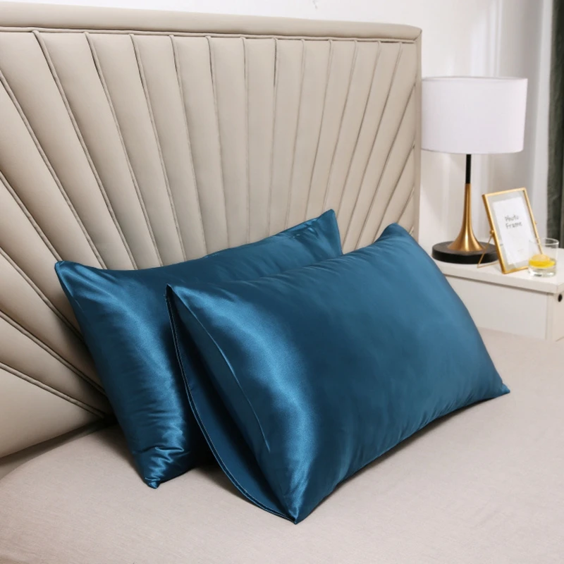 Satin Pillowcase Comfortable Home Sofa Decor Solid Color Throw Pillow Cover Case Satin Cushion Cover Skin Hair Care Wholesale