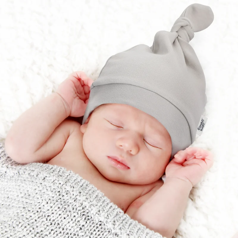 100% Cotton Baby Knotted Hats Boys Girls Sleep Caps Unisex Baby Caps Lovely Baby Caps Adjusted Baby Hats for Newborns