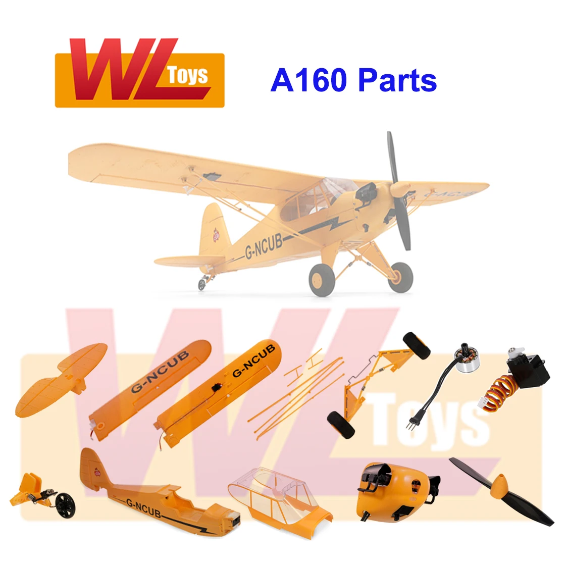 

Original Wltoys XK A160 RC airplane parts battery compartment cover propellers pinner front rear landing gear wing strut fuselag