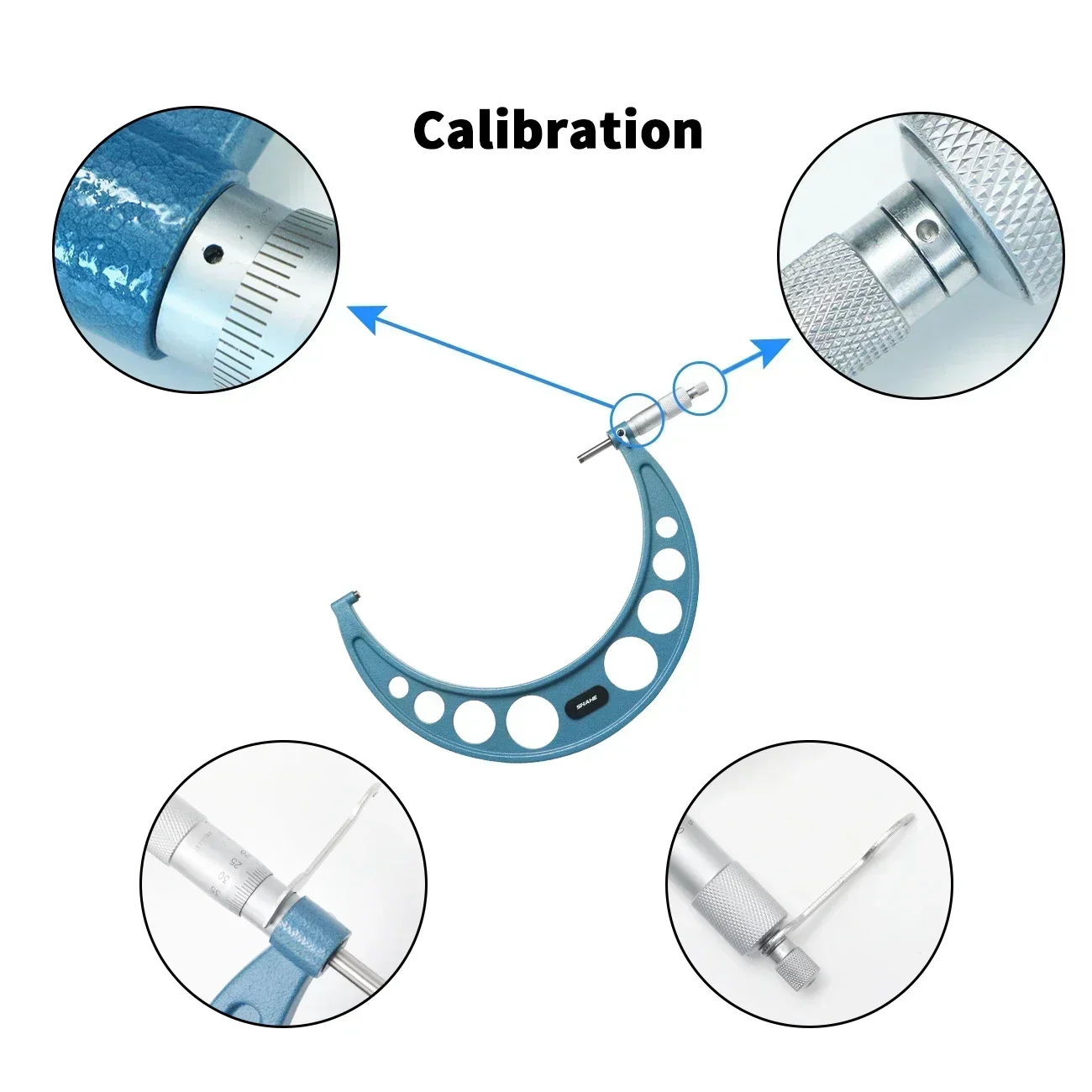 SHAHE Micrometer Tool 200-225mm Professional Outside Micrometer with Carbide Tip and Protective Case