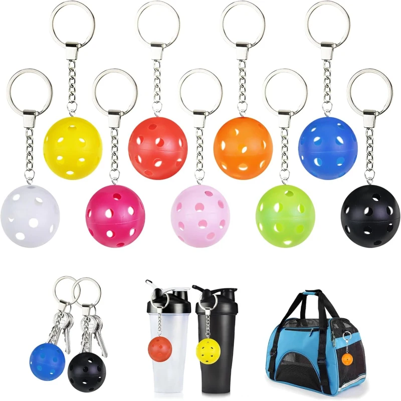 50 Pcs Creative Pickleball Ornament Pickleball Keychains Bulk Mini Pickleball Keychain for Keychains Luggage Tags Sports Bag