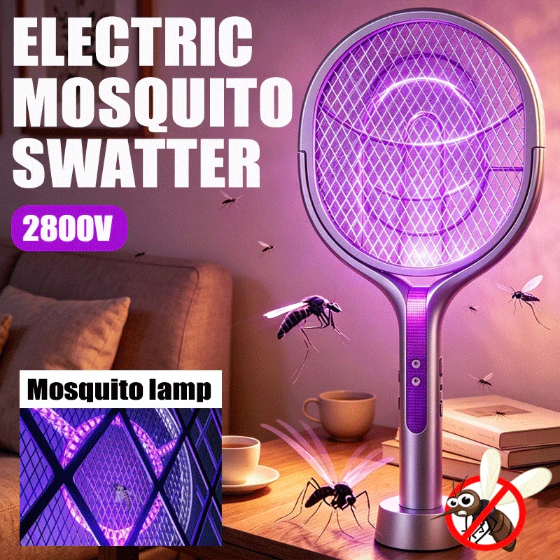 Multi Functional 2-in-1 Mosquito Killer Swatter Retractable Electric Racket Rechargeable USB Mosquito Swatter Home Appliance