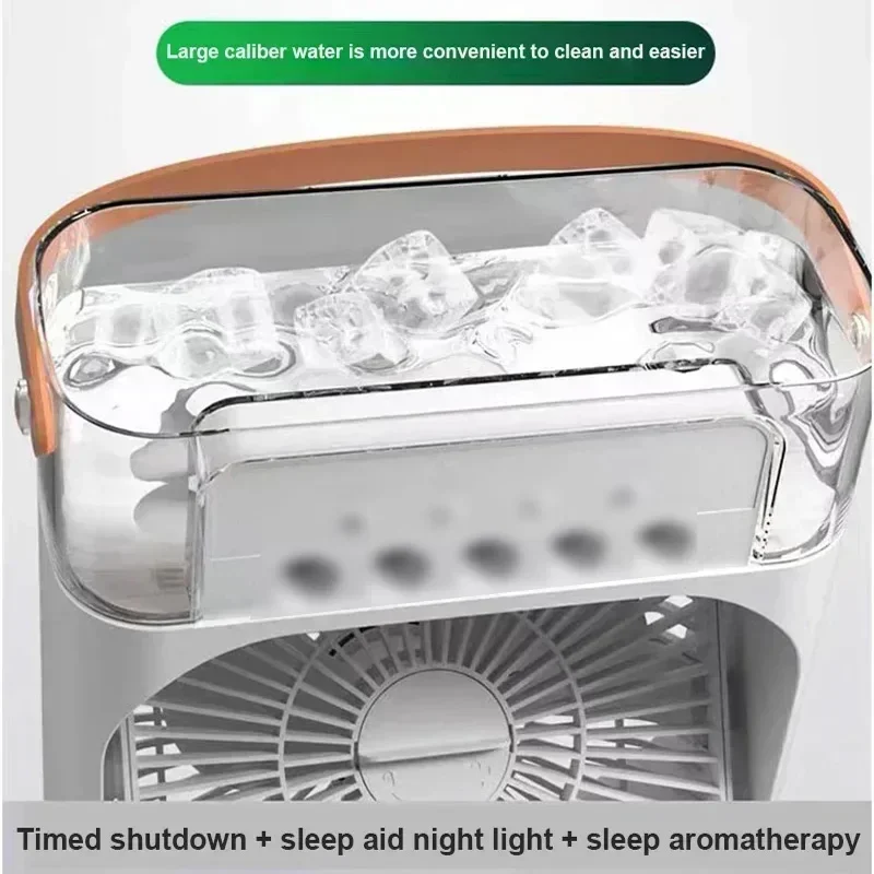 New Mini Portable Fan Air Conditioners USB Electric Fan Air Cooler LED Night Light Water Mist Fun 3 In 1 Air Humidifier