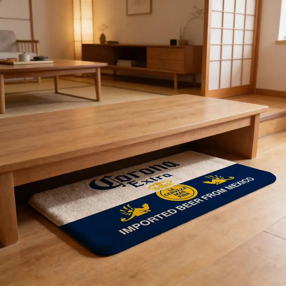 C-Corona E-Extra Beer Floor Mat Flannel Door Mat Non-Slip Absorbent Washable Indoor Home Rug