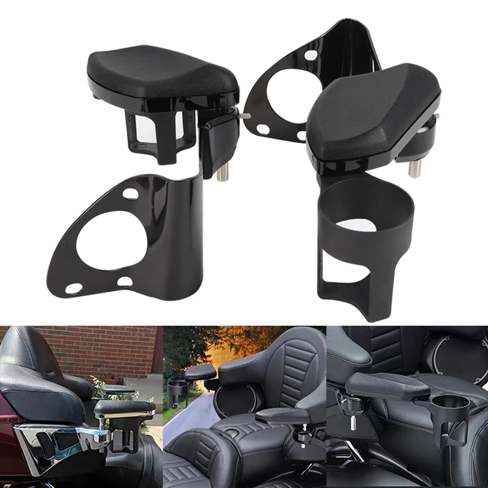 

Motorcycle Rear Passenger Armrests With Drink Cup holder For Harley Touring Electra Street Road Glide Ultra Tri Glides 2014-2022