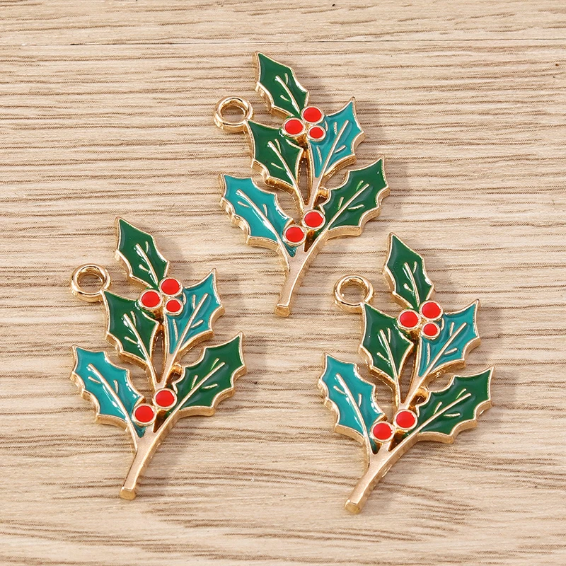 Tusember 10 Stück Pflanzenanhänger aus Legierung, Kiefernbäumblatt-Charms für DIY-Ohrringe, Armbänder, Schlüsselanhänger, Schmuckherstellung, Zubehör – Detail 5