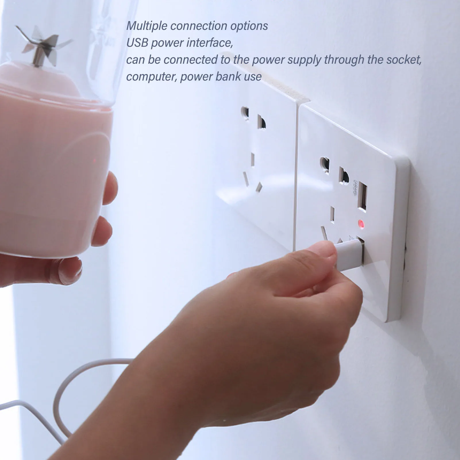 휴대용 블렌더 USB 충전식 6 블레이드 미니 Juicer 컵 과일 압착기 여행 스포츠 주방 410ml