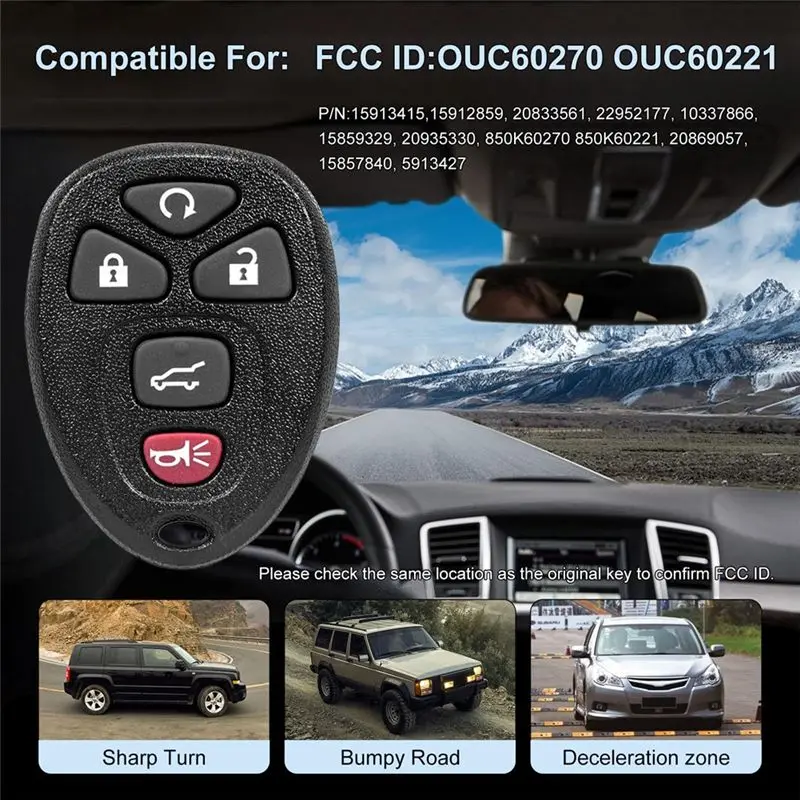 Car Key Fob Keyless Entry For Chevy Traverse Tahoe Suburban GMC Acadia Yukon XL Buick Enclave Cadillac Escalade OUC60270