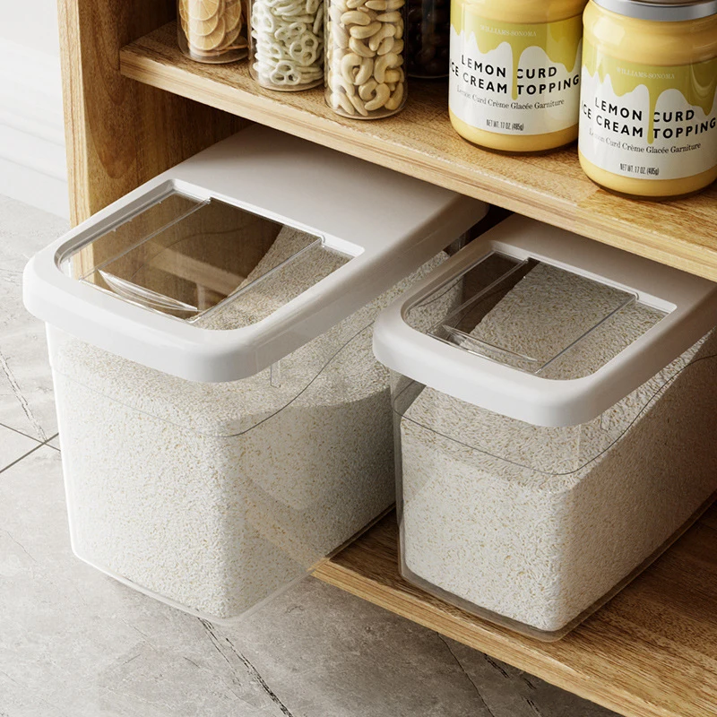 Large Capacity 15 KG Rice Storage Box With Lid, Thickened Transparent Moisture-proof Insect-proof Storage Container