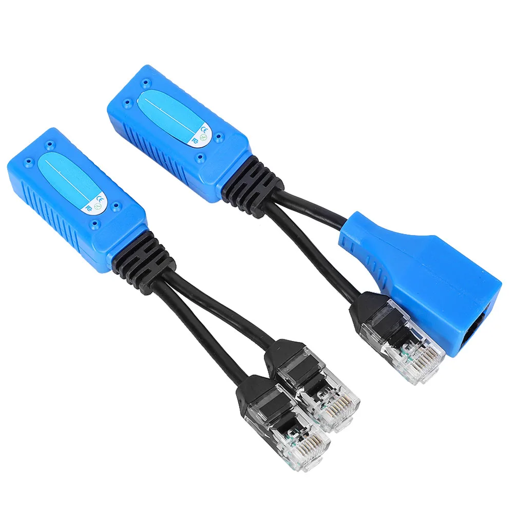 

ZK40 2pcs Splitter RJ45 Combiner POE Adapter Connectors Power Cable Kit