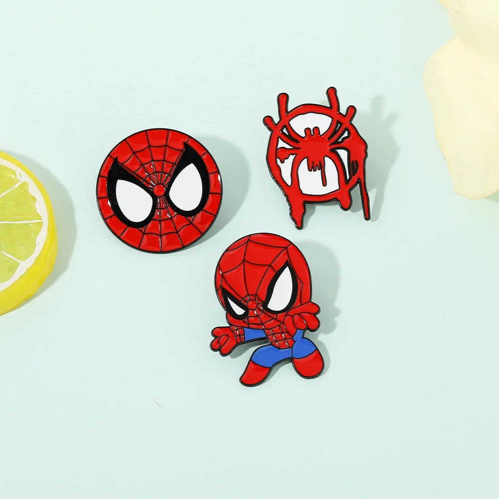 Cartoon Anime Spider-man Super Hero Alloy Brooch Cute Western Style Metal Badge Backpack Clothes Decor Accessory