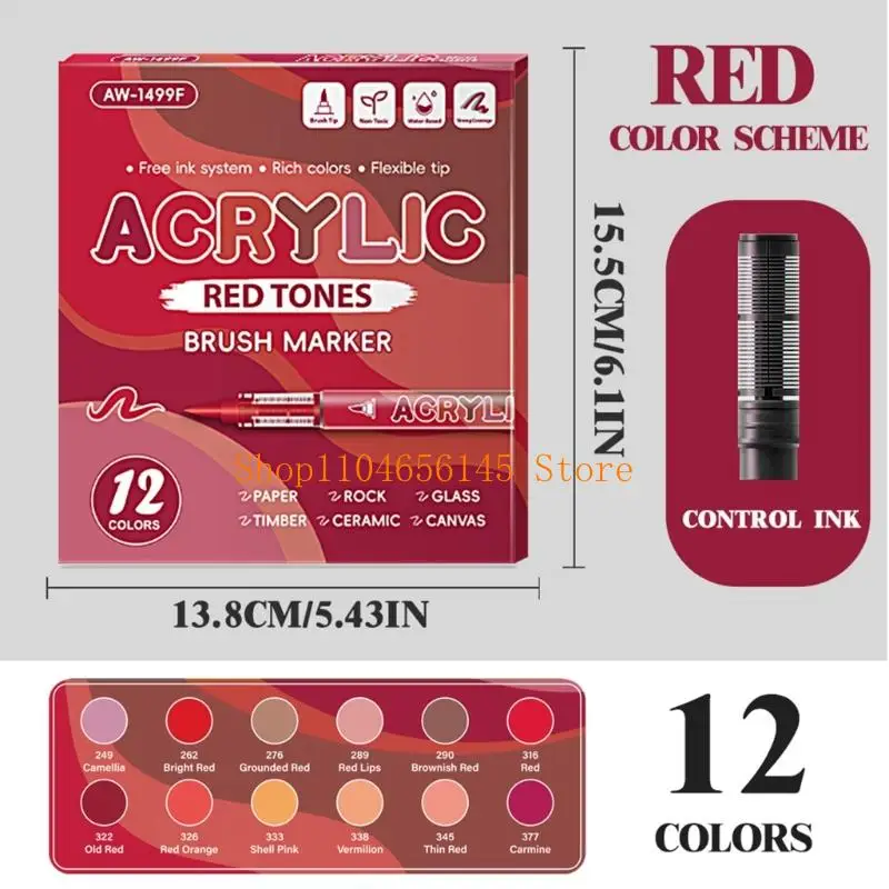 

5asd 12 цветов, жидкая акриловая краска, маркер, мягкая кисть, ручка для акриловой краски для изготовления карт, рисования,