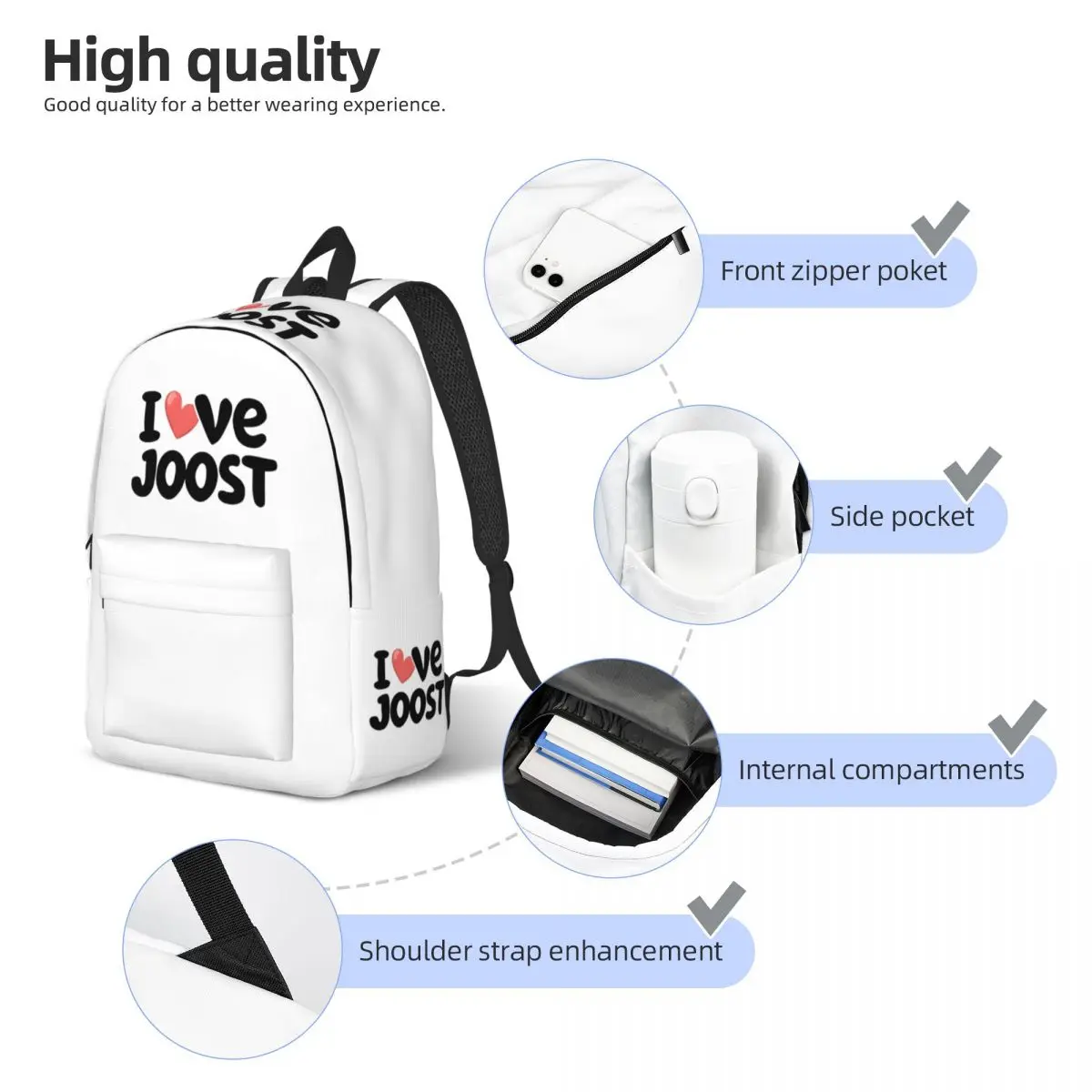 I Love Joost Klein Eurovisions 2024 Fashion Backpack Outdoor Student Work Daypack for Men Women Laptop Canvas Bags