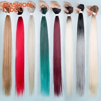 FASHION IDOL 28 pulgadas 200g Yaki pelo liso mechones de pelo sintético mechones de pelo rubio degradado extensiones de cabello Natural de salón