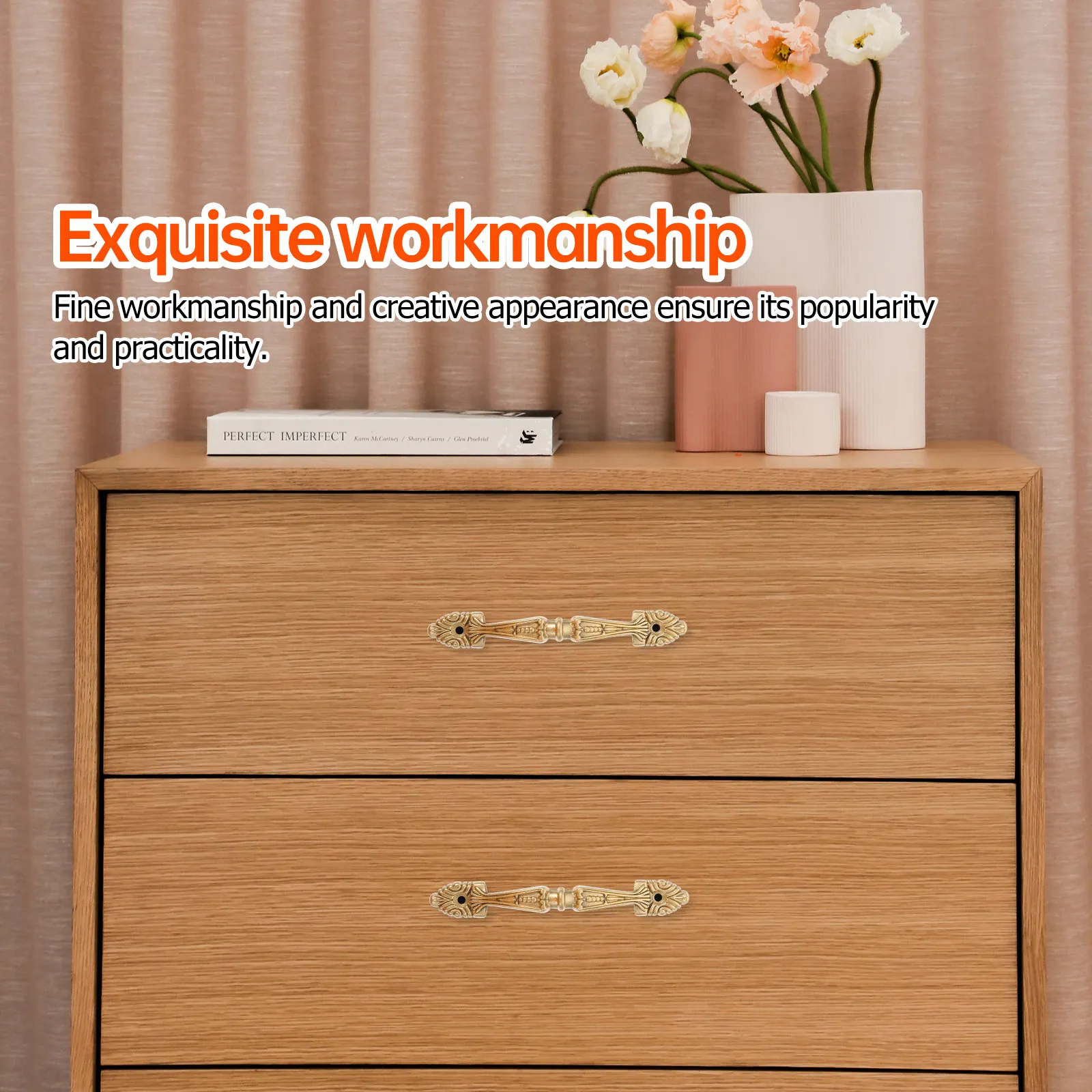 

1 Set Copper Drawer Puller Simple Elegant Design For Cabinet Wardrobe Furniture Handle Replacement Smooth Sturdy Environmental