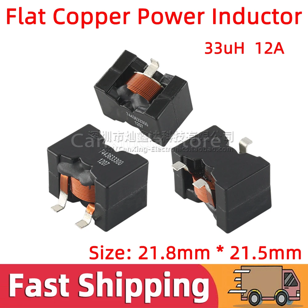 2pcs 7443633300 SMD SMT Power Inductor Inductance 33uH 12A High Current Flat Copper Coils Filter Low Profile 21.8*21.5mm