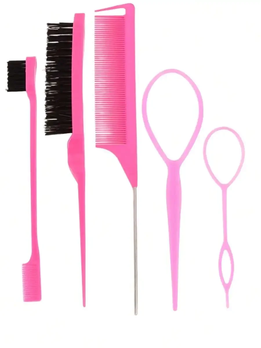 

3-Piece Hair Styling Set: Bristle Brush, Tail Comb, Eyebrow Brush For Teasing, Highlighting, Braiding
