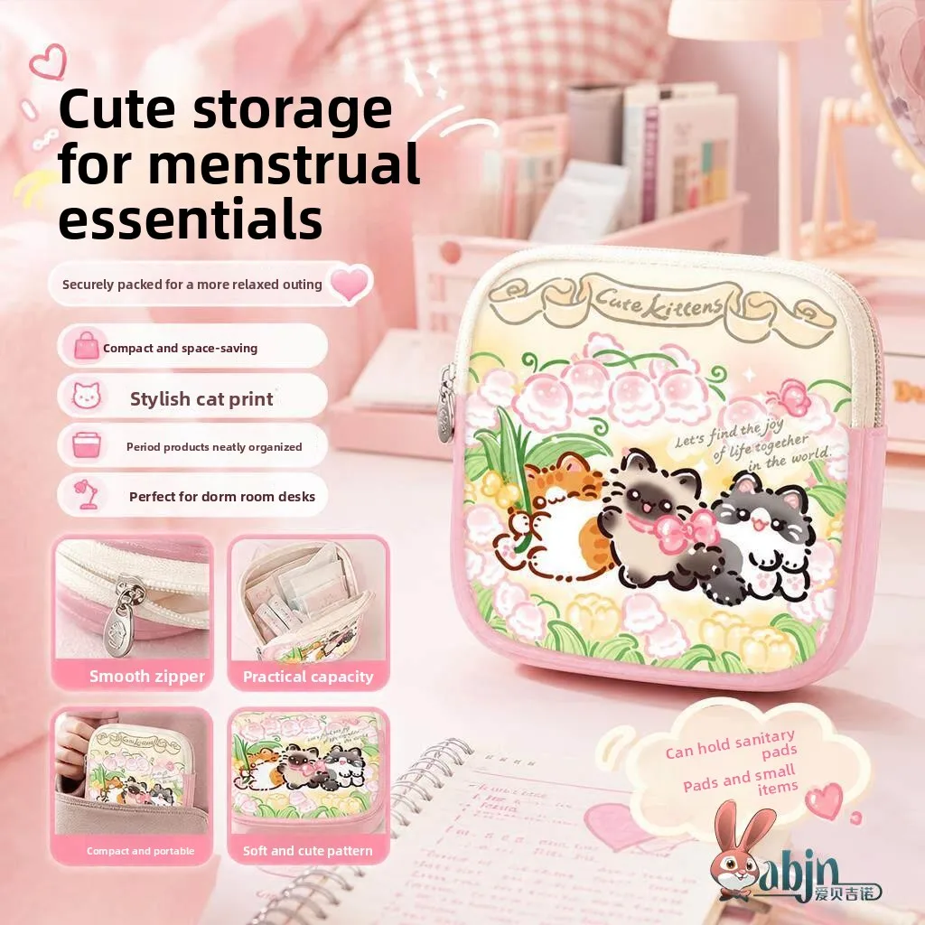 Portable  Sanitary Napkin Bag Convenient Carry-On Storage Pouch for Students And Teen Girls Period Bag Compact Size