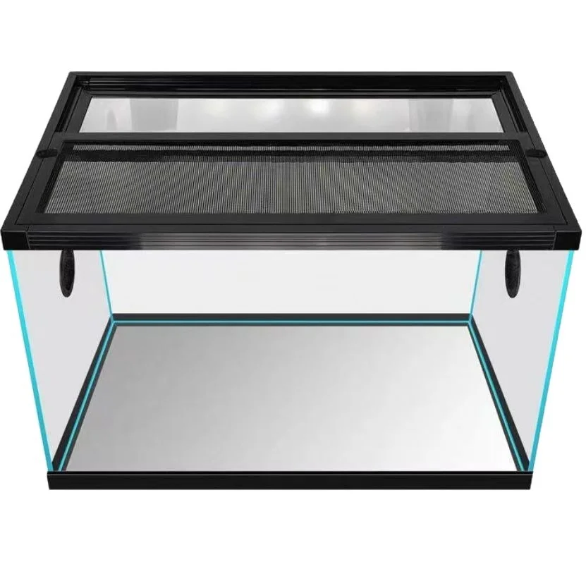 Ultra-white Glass Closed Reptile Tank with Snap Button for Lizard Gecko Snake Beetle Land Turtle Horned Frog Breeding