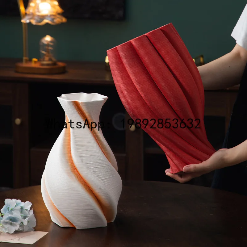 

Ceramic Vase Geometric Solid Fold Colorful Stripes Flower Vase Flower Arrangement Accessories Home Decoration Accessories