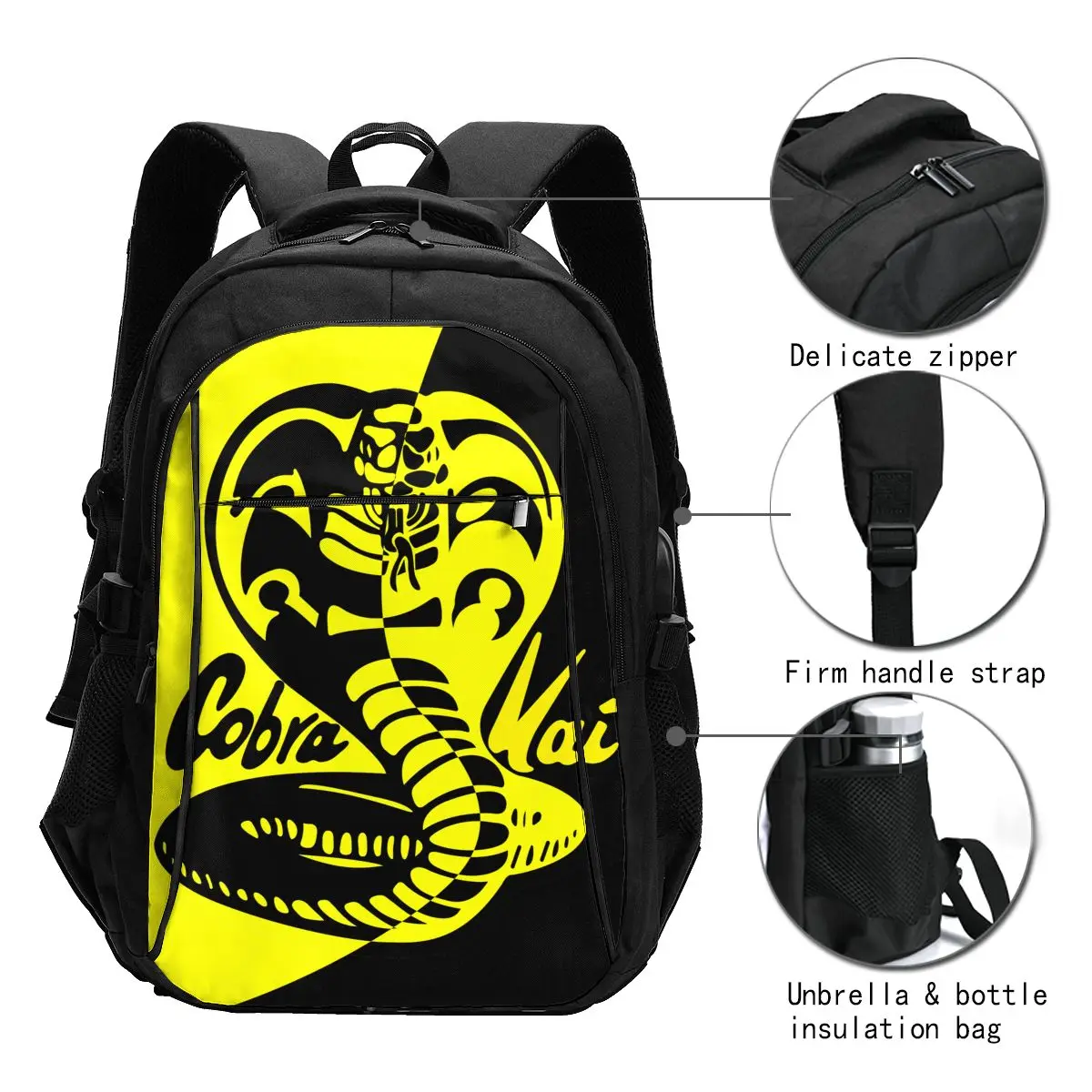 Cobra Kai Travel Laptop Backpack, Business Water Resistant Laptop Backpack with USB Charging Port, College Bag