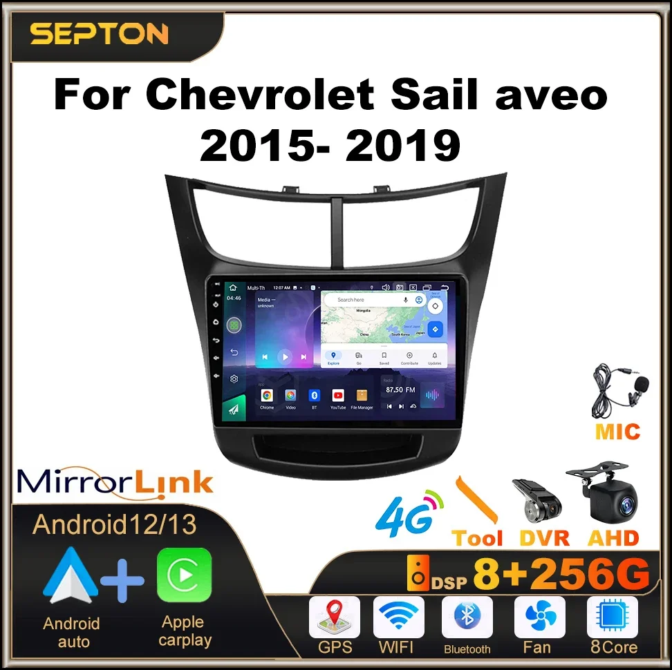 

SEPTON Android12 Car Radio for Chevrolet Sail Aveo 2015-2019 HeadUnit Wifi Carplay Auto GPS 8+128G Multimedia Video Player