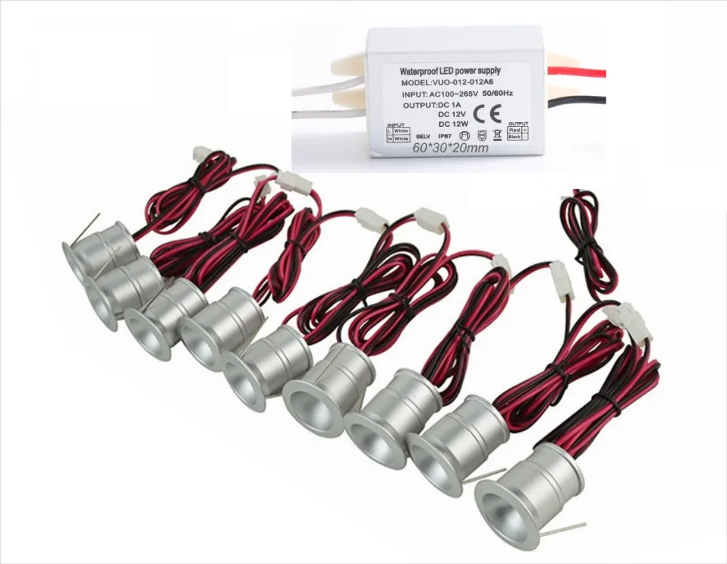 IP65 światełko punktowe LED IP67 wodoodporny transformator 1W 12V 24V wpuszczone W sufit kuchnia lampa do salonu srebrna muszelka