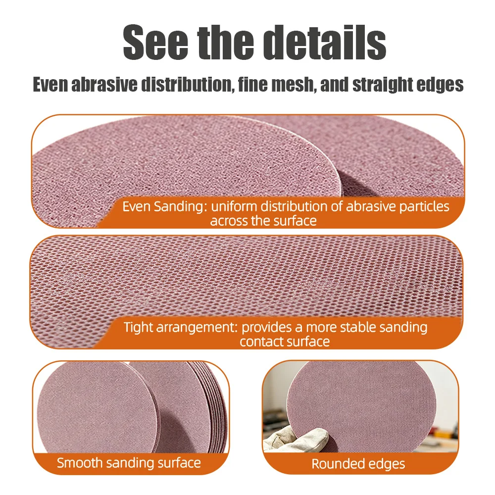 5 inch 125mm Mesh Sanding Disc Loop Dust Free Anti-Clog Sandpaper for Orbital Sander Wood Drywall Paint Polishing Mesh Sandpaper - view 2