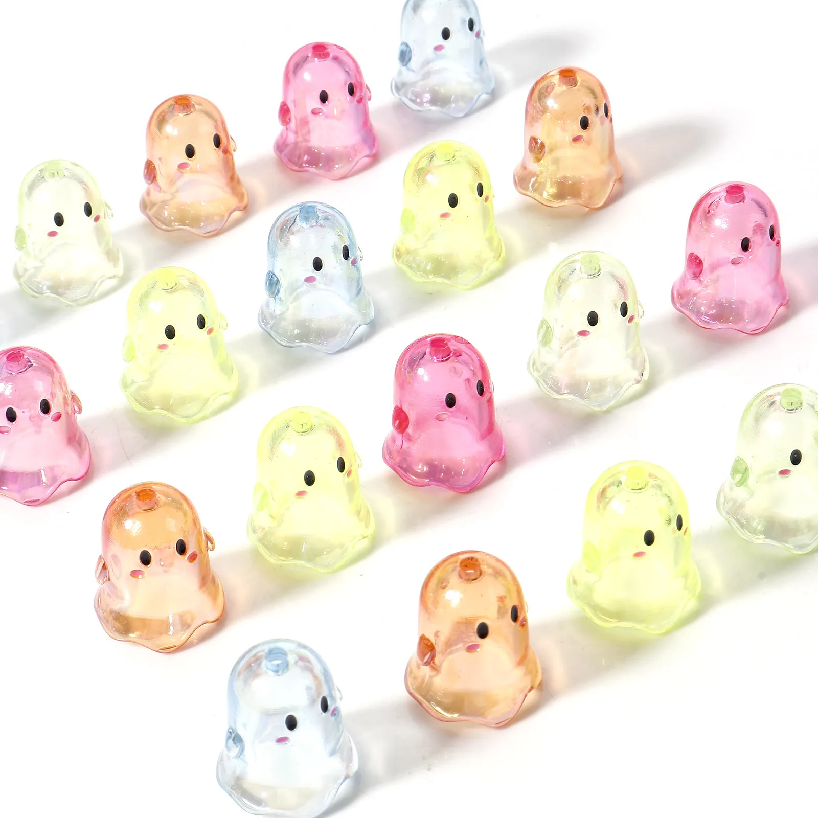 5PCs Halloween Ghost Beads Cute Transparent Acrylic Beads For Jewlery Making Multicolor Diy Bracelet Needlework Supplies 17x15mm