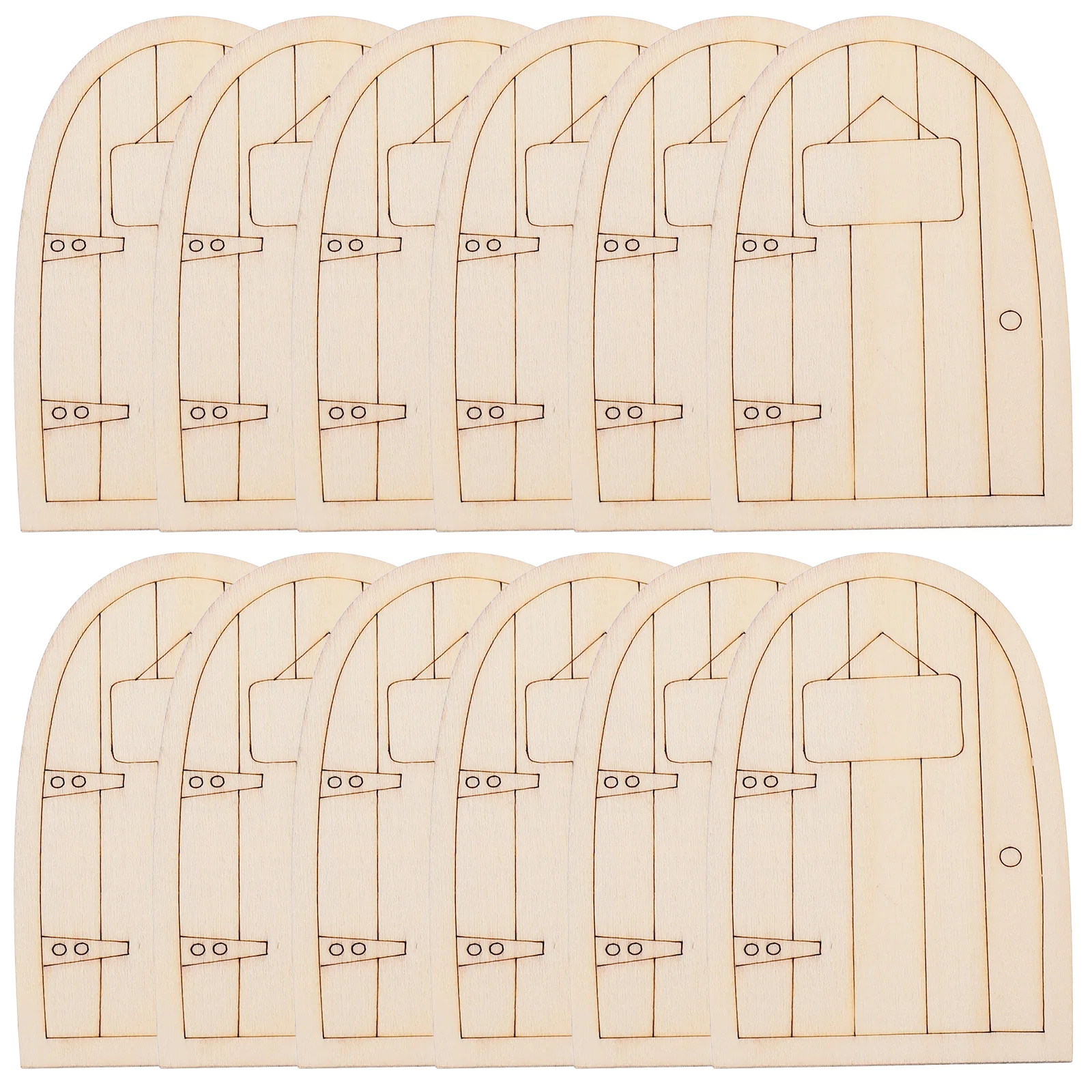 

12 Pcs Wooden Fairy Doors Miniatures Gnome House Kit Sturdy Crafted Intricate Carving Garden Accessories Decor Tools Parts
