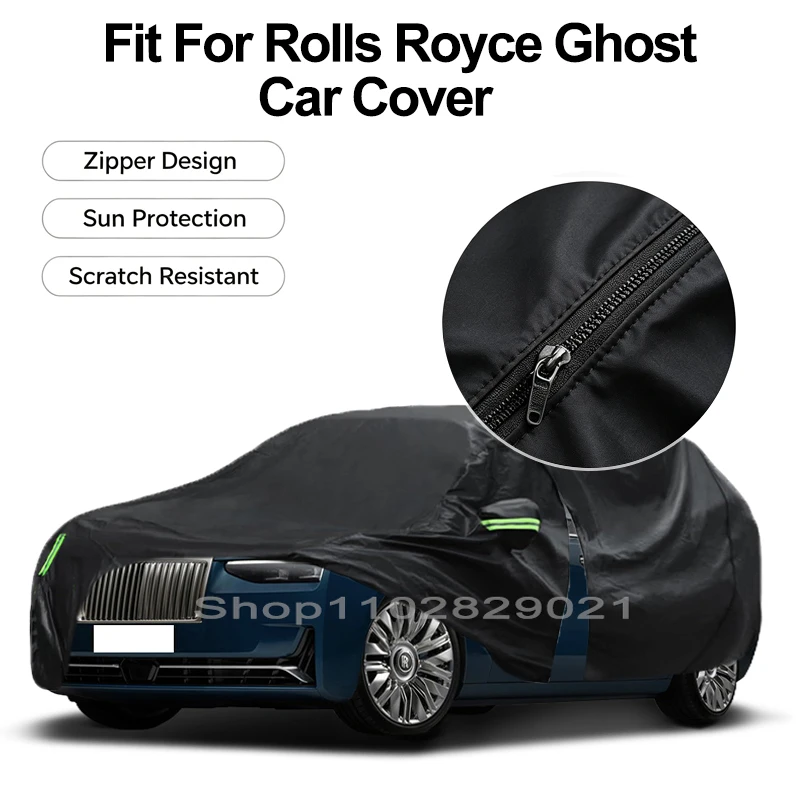 Zipper Door Waterproof Car Cover For Rolls Royce Ghost Windproof Dustproof UV Protection All Weather Auto Protector