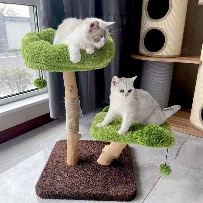 Lush Cat Climbing Frame Scratching Pole Tree House Nest Scratch Trees Grinding Claw Pet Supplies