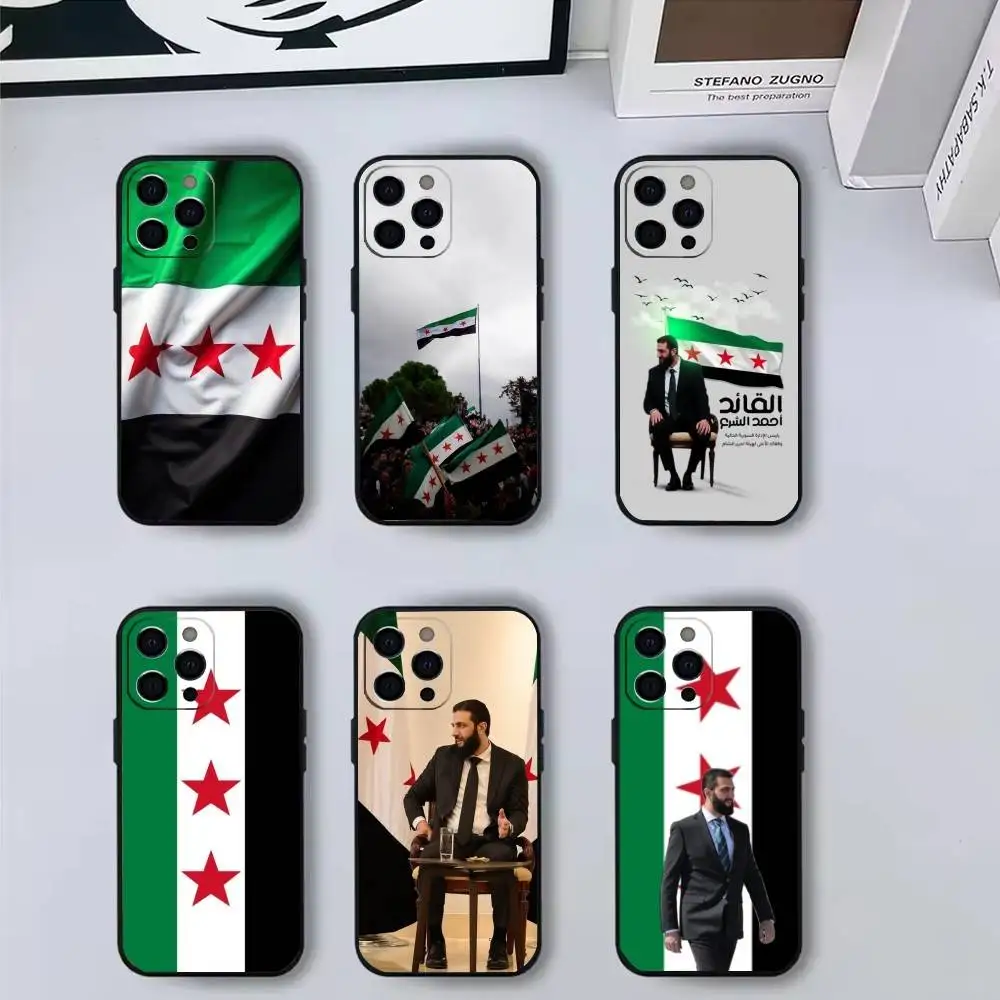 

A-Ahmed al-Sharaa S-Syrian FlagS Phone Case For iPhone 17,16,15,14,13,12,11 Plus,Pro Max,XS,Soft Silicone Black Cover