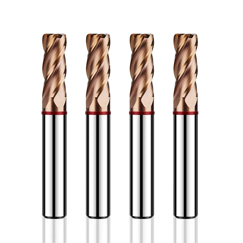 HRC55 4-Flute Color Circle Round Nose Milling Cutter Tungsten Steel Carbide CNC Mechanical Machining End Mill Tools