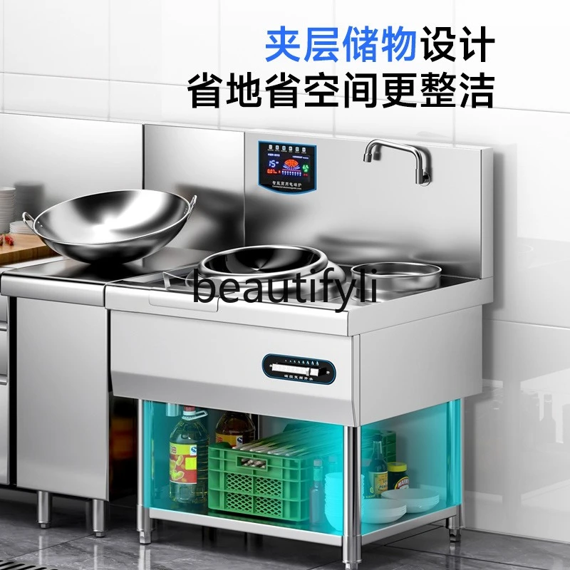 Kommerzieller Induktionsherd, leistungsstarker Einzel- und Doppelkopf-Induktionsherd, konkaver elektrischer Bratofen